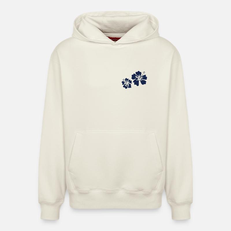 Hibiscus bleus - Sweat à capuche unisexe décontracté en coton biologique – de SPREAD - blanc cassé