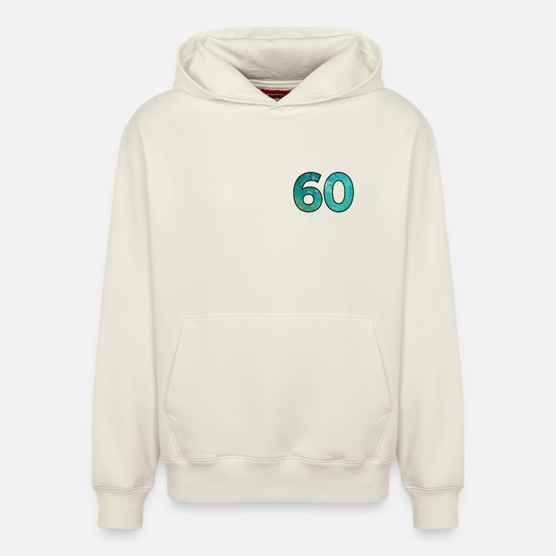Numéro 60 - 60e anniversaire - Sweat à capuche unisexe décontracté en coton biologique – de SPREAD - blanc cassé