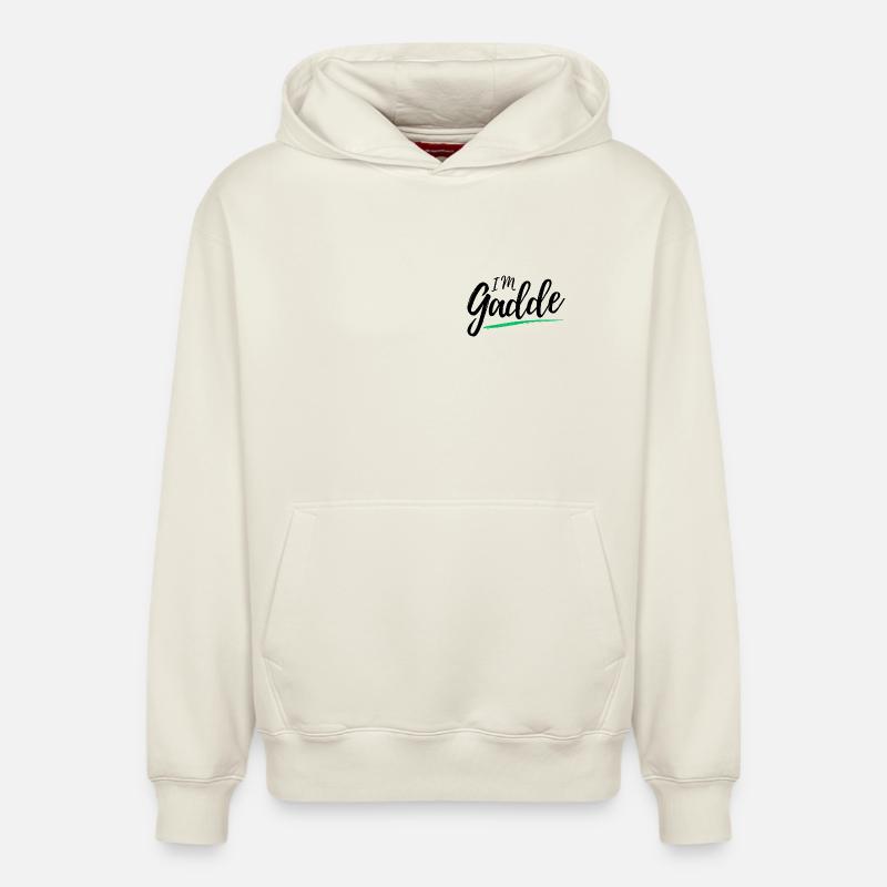 Im Gadde – Logo Sombre - Sweat à capuche unisexe décontracté en coton biologique – de SPREAD - blanc cassé