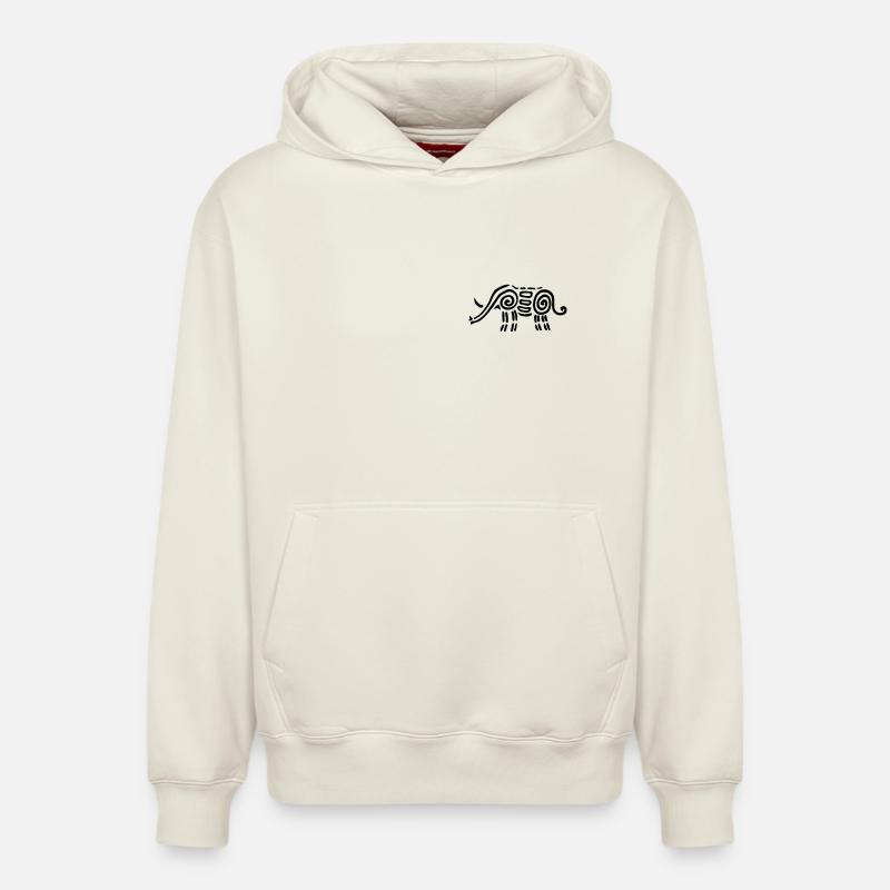 Éléphant1 - Sweat à capuche unisexe décontracté en coton biologique – de SPREAD - blanc cassé