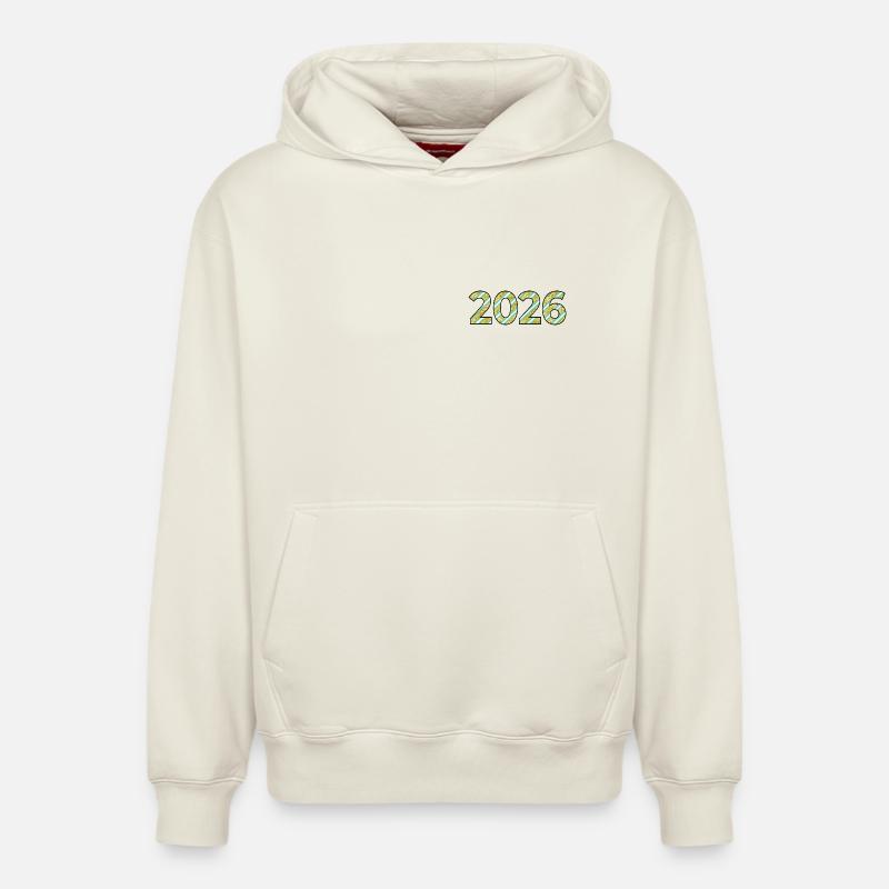 Année 2026 Chiffres Modèle - Sweat à capuche unisexe décontracté en coton biologique – de SPREAD - blanc cassé