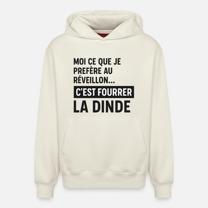 Réveillon Fourrer la Dinde - Sweat à capuche unisexe décontracté en coton biologique – de SPREAD - blanc cassé