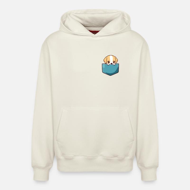Chien mignon - Sweat à capuche unisexe décontracté en coton biologique – de SPREAD - blanc cassé