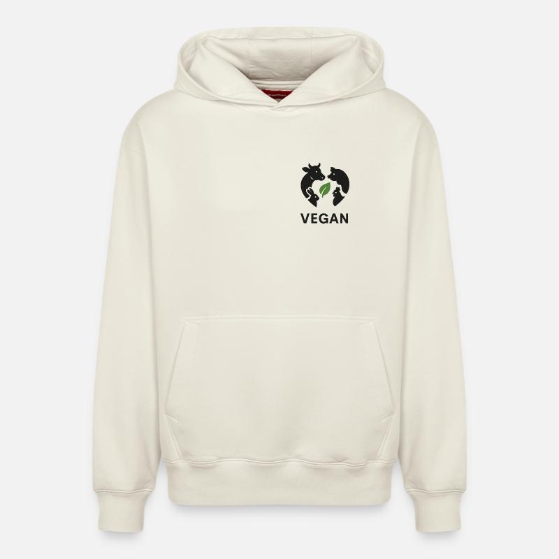 Végétalien - Sweat à capuche unisexe décontracté en coton biologique – de SPREAD - blanc cassé