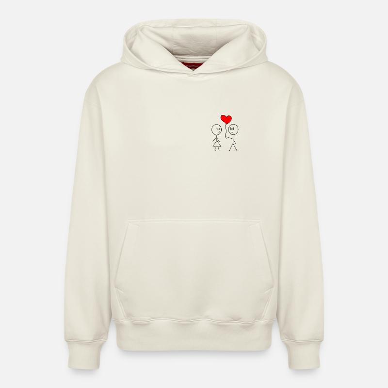 Saint-Valentin - Sweat à capuche unisexe décontracté en coton biologique – de SPREAD - blanc cassé