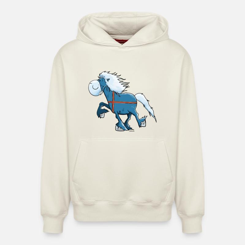 Drôle Cheval Islandais - Sweat à capuche unisexe décontracté en coton biologique – de SPREAD - blanc cassé