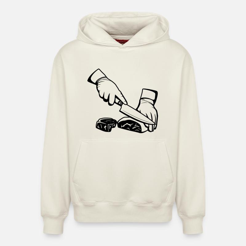Découpe de la viande - Sweat à capuche unisexe décontracté en coton biologique – de SPREAD - blanc cassé