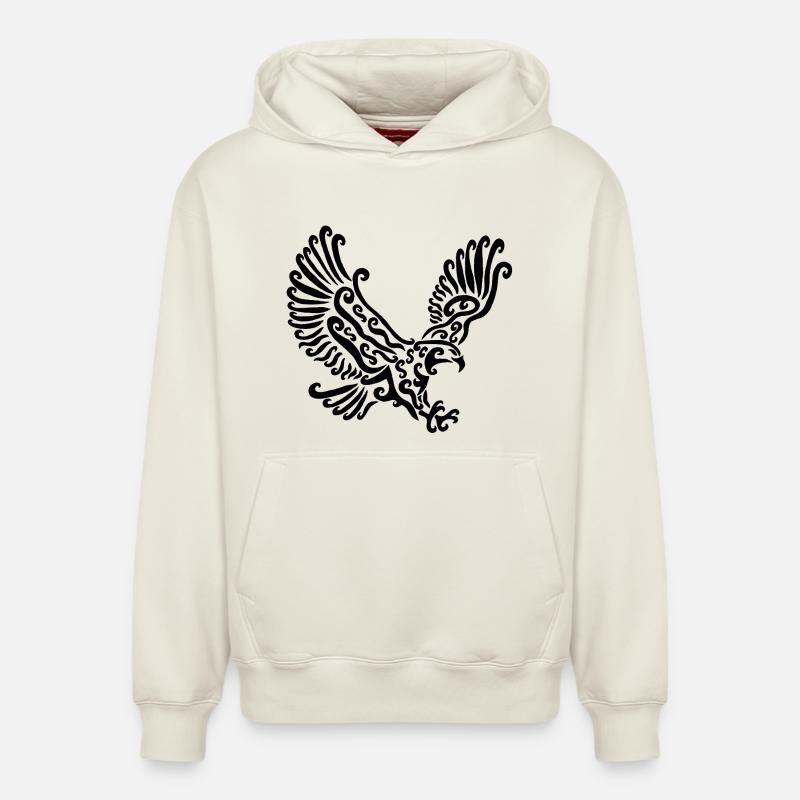 Aigle noir - Sweat à capuche unisexe décontracté en coton biologique – de SPREAD - blanc cassé