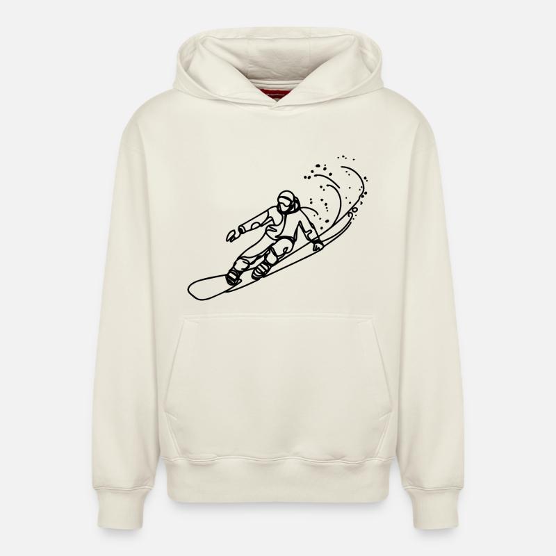 Dessin de snowboarder - Sweat à capuche unisexe décontracté en coton biologique – de SPREAD - blanc cassé