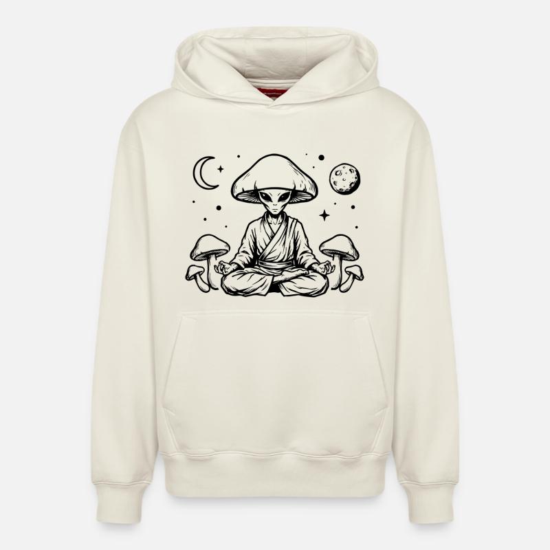 Maître champignon zen dans l’espace - Sweat à capuche unisexe décontracté en coton biologique – de SPREAD - blanc cassé