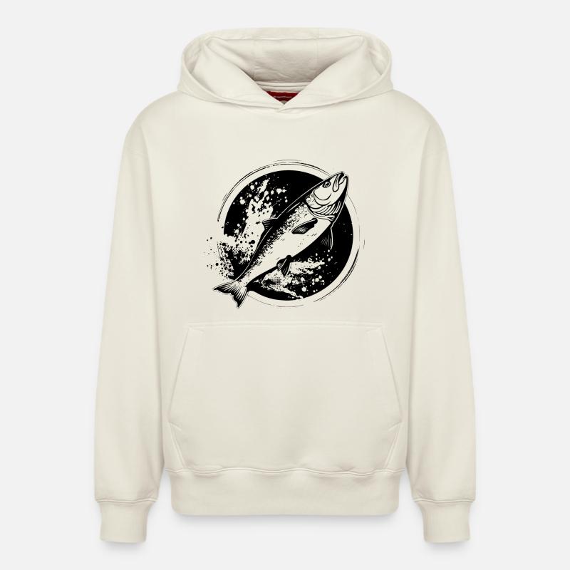 Poisson - Sweat à capuche unisexe décontracté en coton biologique – de SPREAD - blanc cassé