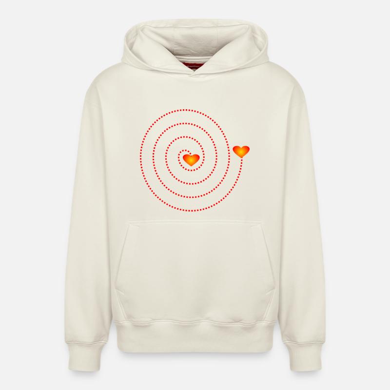 Spirale coeurs - Herzmenschen - Sweat à capuche unisexe décontracté en coton biologique – de SPREAD - blanc cassé