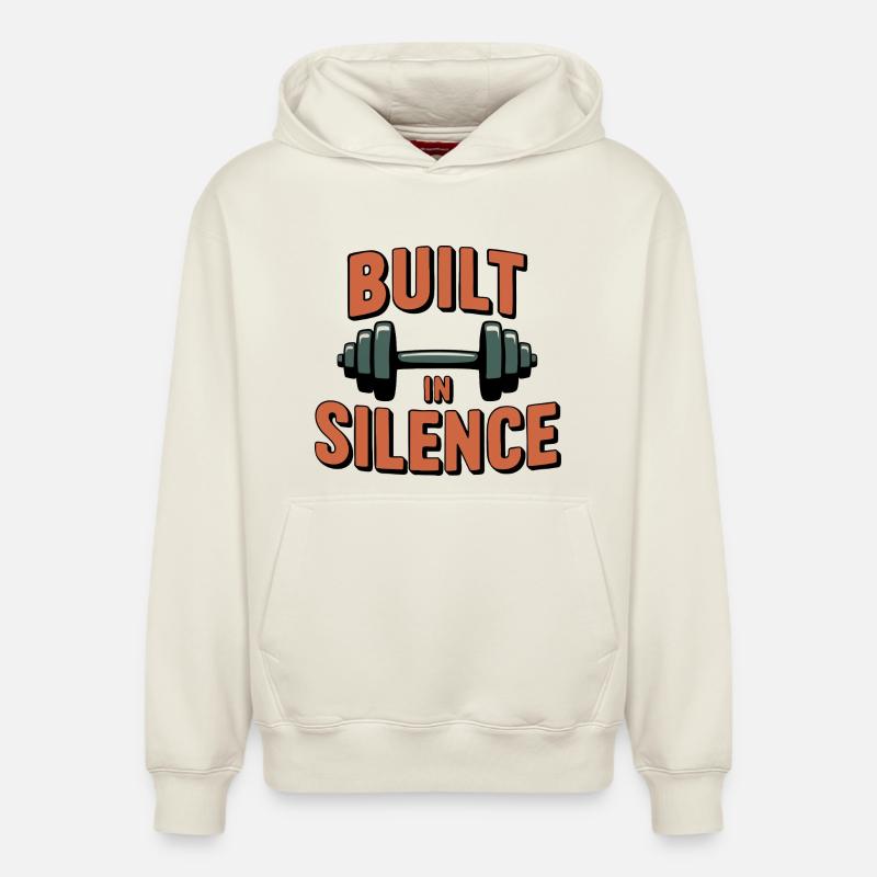 Construit en silence - Sweat à capuche unisexe décontracté en coton biologique – de SPREAD - blanc cassé