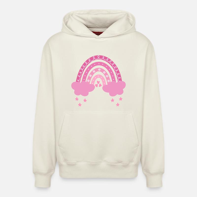 Arc-en-ciel bohème - Sweat à capuche unisexe décontracté en coton biologique – de SPREAD - blanc cassé