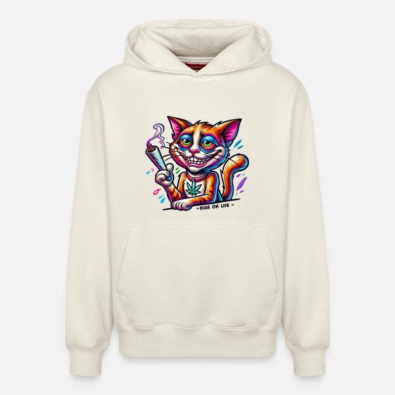 High Cat - Survol en direct - Sweat à capuche unisexe décontracté en coton biologique – de SPREAD - blanc cassé
