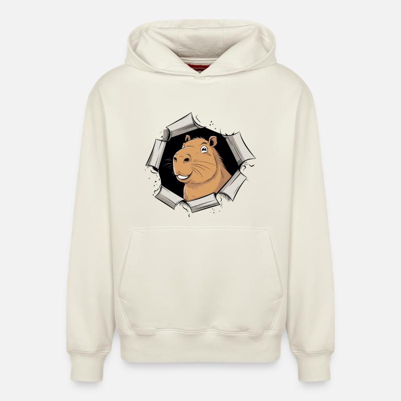 Capybara Comic – friedlicher Durchbruch - Relaxed Unisex Organic Hoodie – von SPREAD - Naturweiß