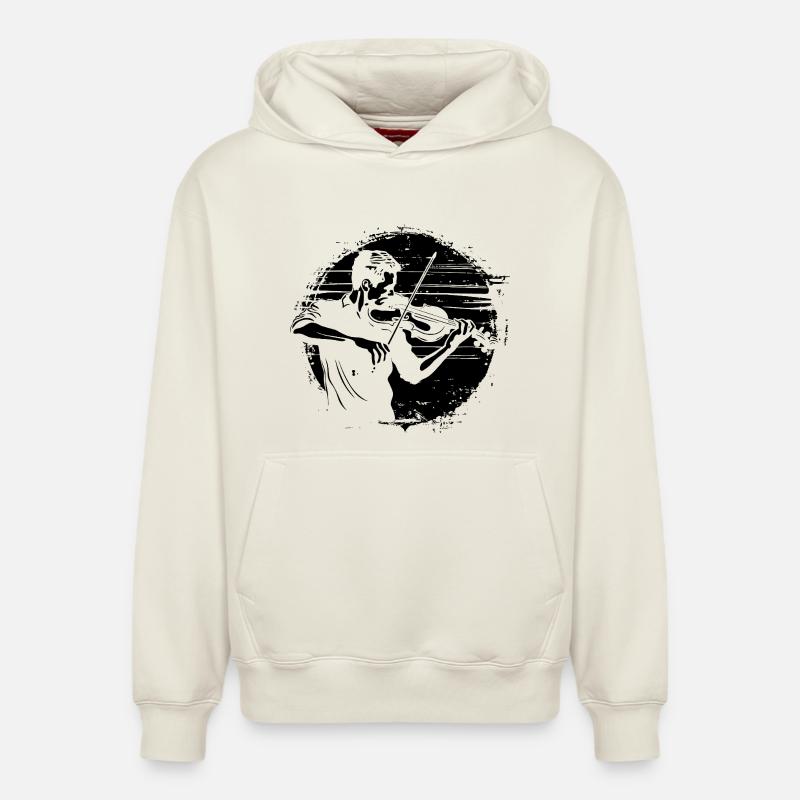 Dessin de violoniste - Sweat à capuche unisexe décontracté en coton biologique – de SPREAD - blanc cassé