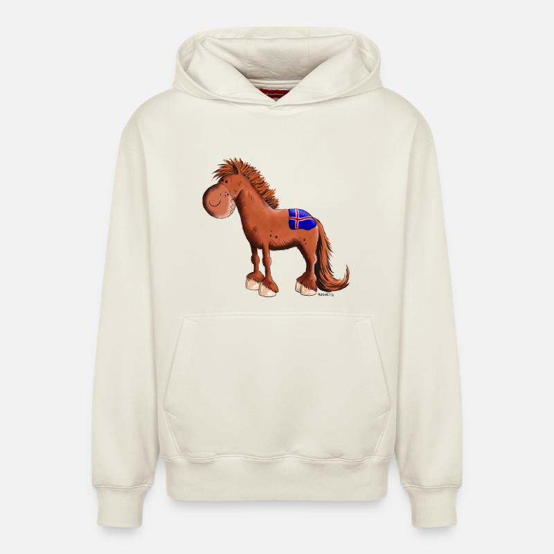Cheval islandais - Sweat à capuche unisexe décontracté en coton biologique – de SPREAD - blanc cassé