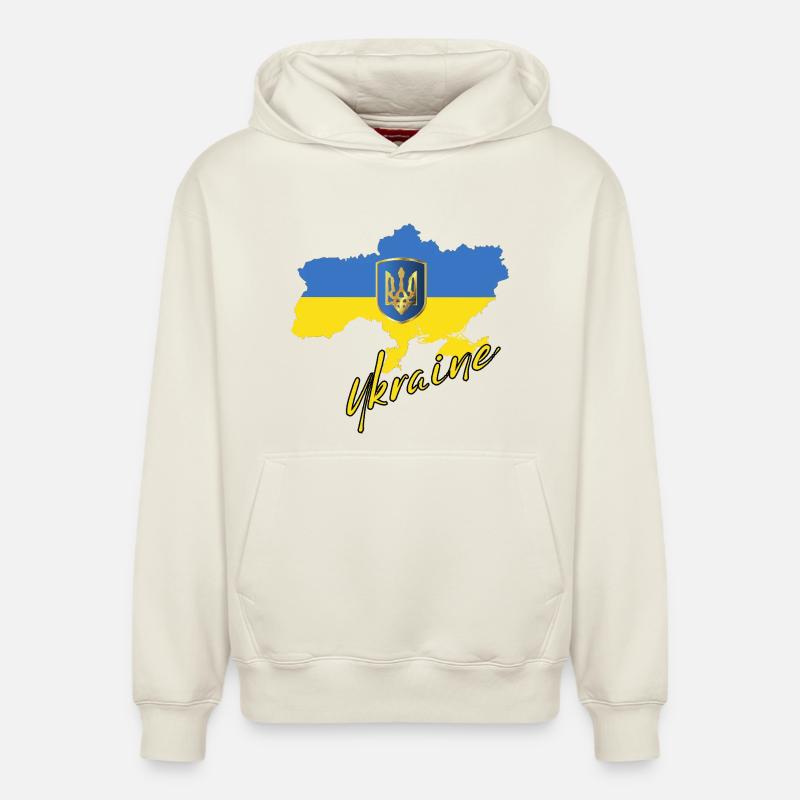 Fierté ukrainienne, drapeau ukrainien - Sweat à capuche unisexe décontracté en coton biologique – de SPREAD - blanc cassé