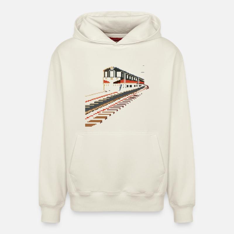 Pixels de chemin de fer - Sweat à capuche unisexe décontracté en coton biologique – de SPREAD - blanc cassé