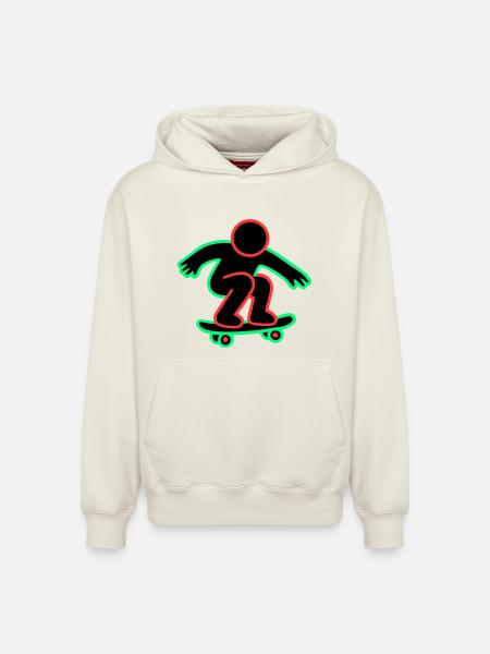Neon Skateboarder Line Art - Relaxed Unisex Organic Hoodie – by SPREAD - off white