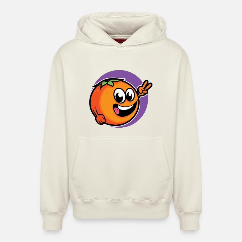 Mandarine orange - design - Sweat à capuche unisexe décontracté en coton biologique – de SPREAD - blanc cassé