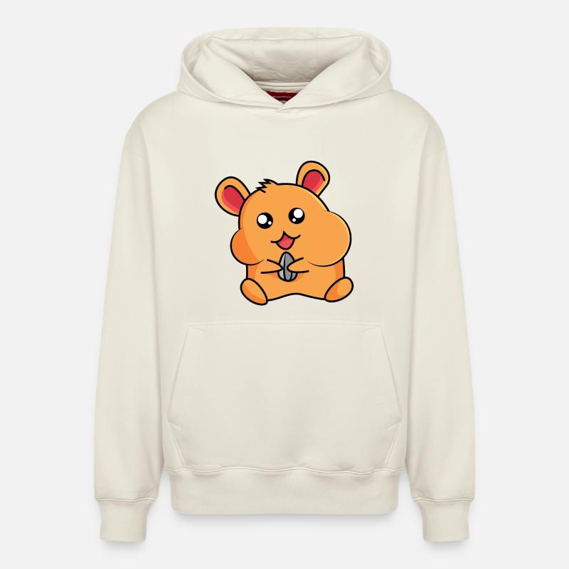 Hamster sur hamster - design - Sweat à capuche unisexe décontracté en coton biologique – de SPREAD - blanc cassé
