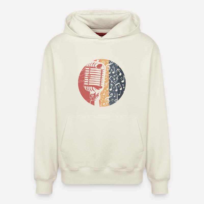 Microphone - Sweat à capuche unisexe décontracté en coton biologique – de SPREAD - blanc cassé