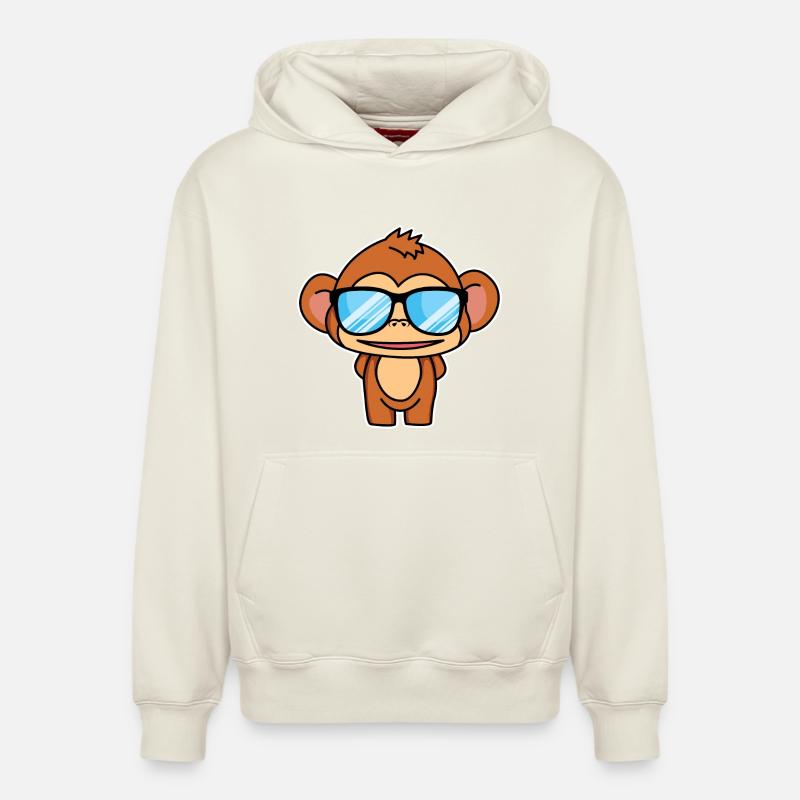 Petit singe intelligent - design - Sweat à capuche unisexe décontracté en coton biologique – de SPREAD - blanc cassé