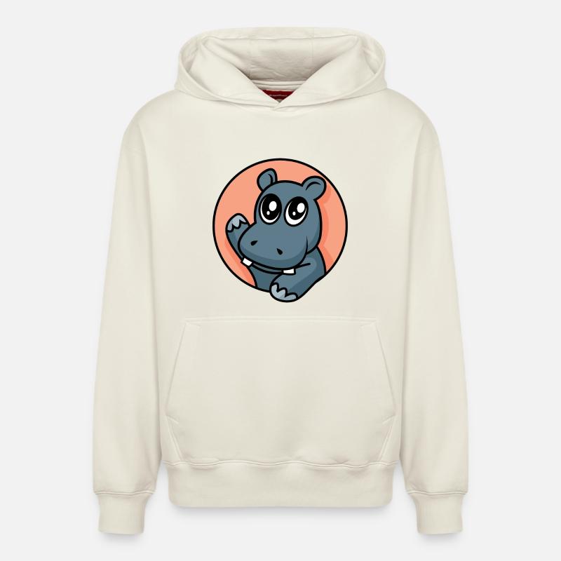 Hippopotame drôle - conception - Sweat à capuche unisexe décontracté en coton biologique – de SPREAD - blanc cassé