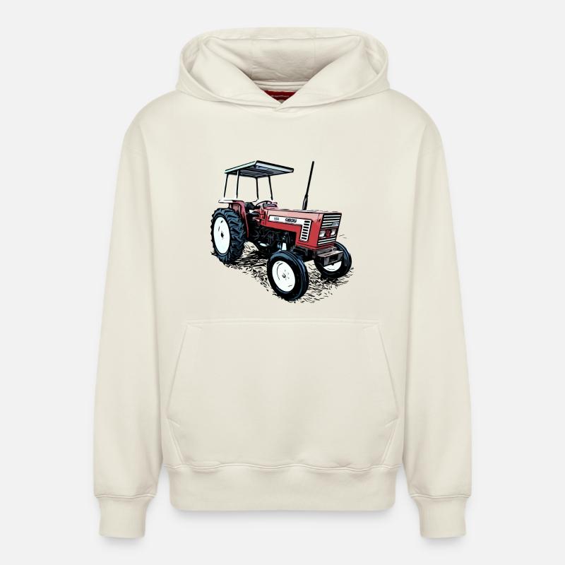 Tracteur 666 - Sweat à capuche unisexe décontracté en coton biologique – de SPREAD - blanc cassé