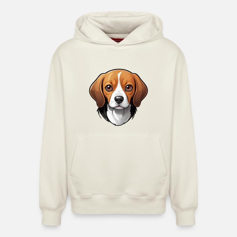 adorable beagle - Sweat à capuche unisexe décontracté en coton biologique – de SPREAD - blanc cassé