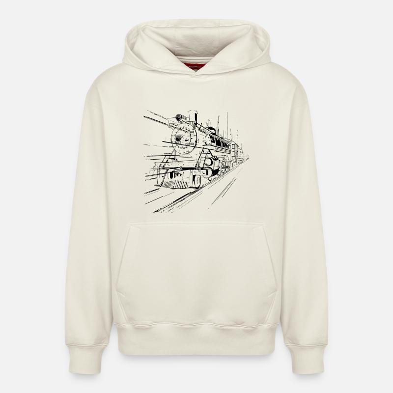 Train - Sweat à capuche unisexe décontracté en coton biologique – de SPREAD - blanc cassé