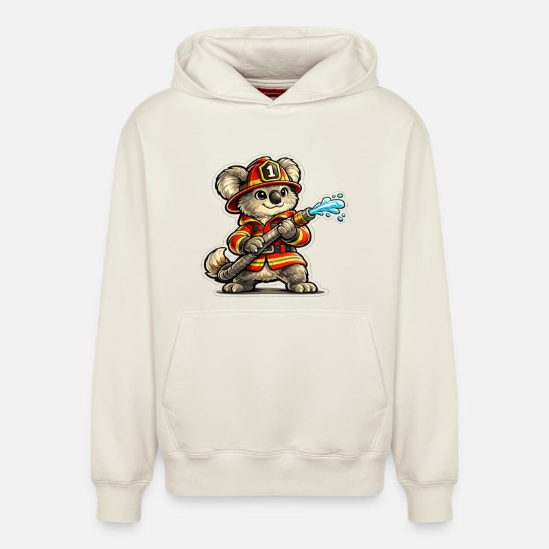 Pompiers Koala Water Jet - Sweat à capuche unisexe décontracté en coton biologique – de SPREAD - blanc cassé