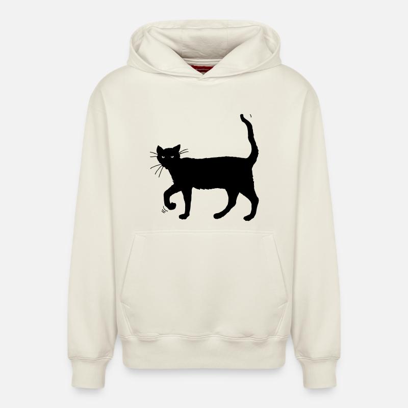 Chat noir - Sweat à capuche unisexe décontracté en coton biologique – de SPREAD - blanc cassé