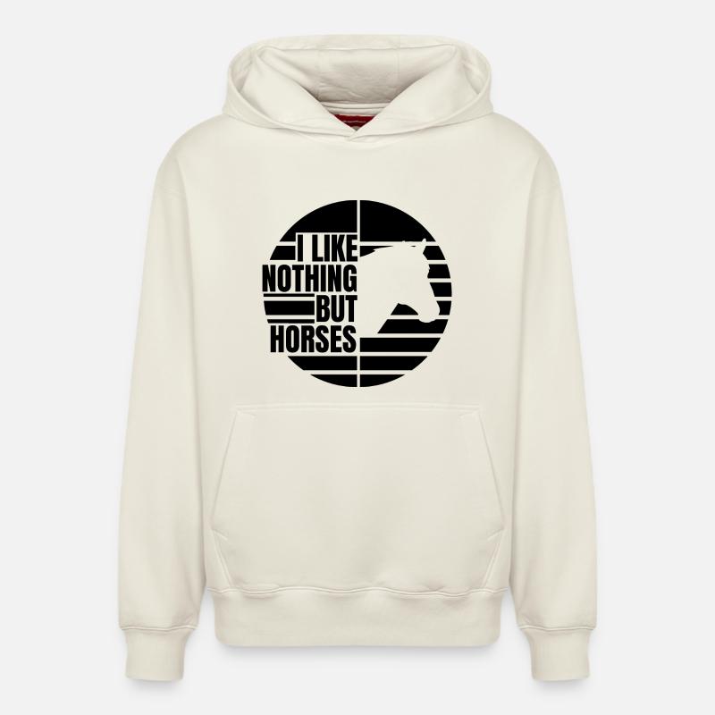J’aime les chevaux - Sweat à capuche unisexe décontracté en coton biologique – de SPREAD - blanc cassé