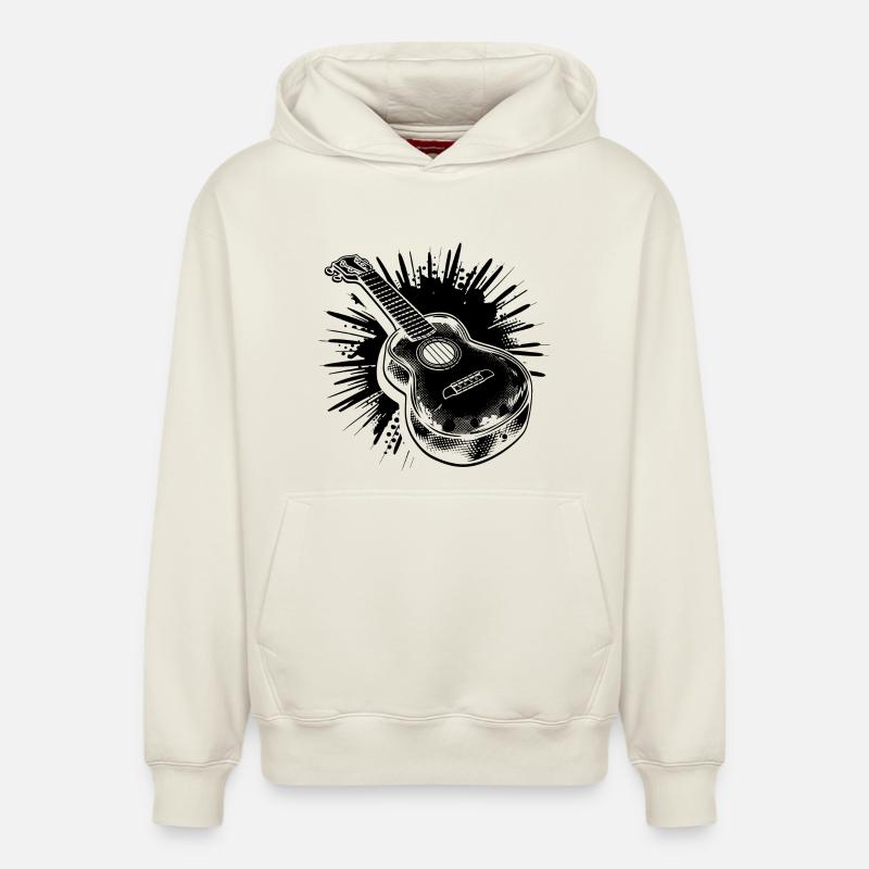 Dessin de ukulélé - Sweat à capuche unisexe décontracté en coton biologique – de SPREAD - blanc cassé