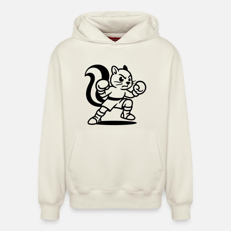 Boxer Eichhörnchen - Relaxed Unisex Organic Hoodie – von SPREAD - Naturweiß