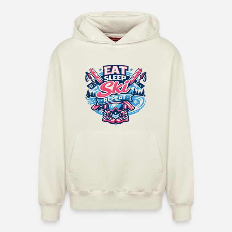 Eat Ski - Sweat à capuche unisexe décontracté en coton biologique – de SPREAD - blanc cassé