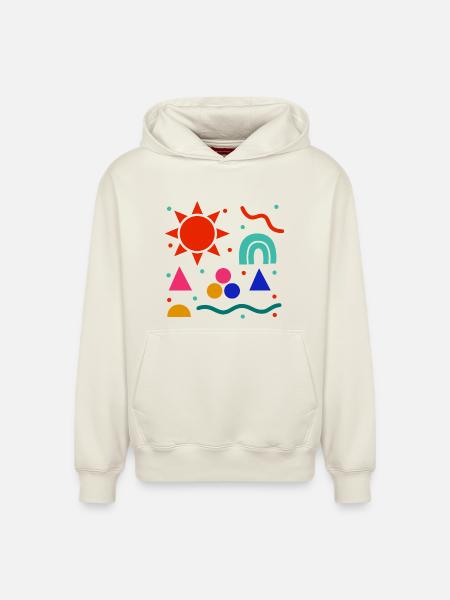 Lebendige Geometrie Sonnenfarben Muster - Relaxed Unisex Organic Hoodie – von SPREAD - Naturweiß