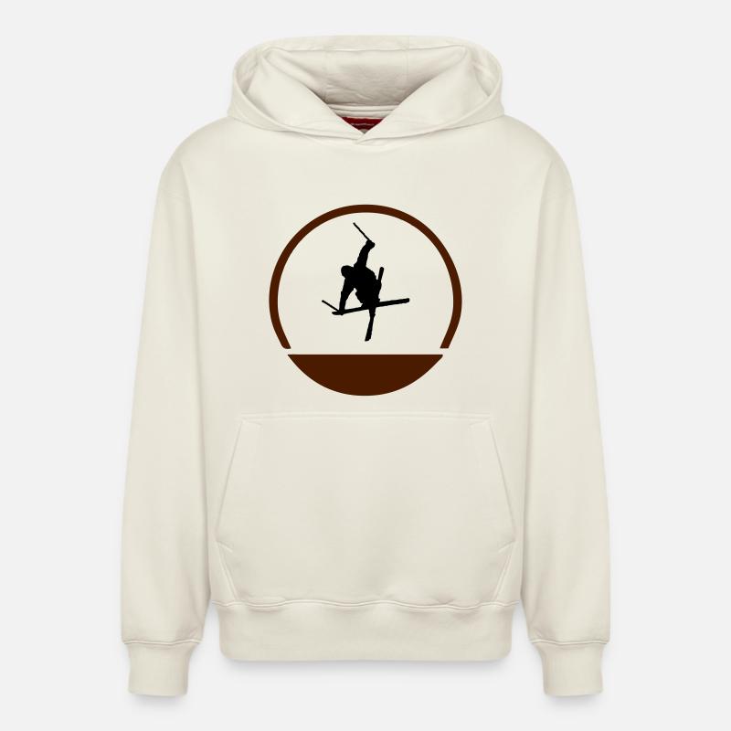 Logo de sauteur à ski - Sweat à capuche unisexe décontracté en coton biologique – de SPREAD - blanc cassé