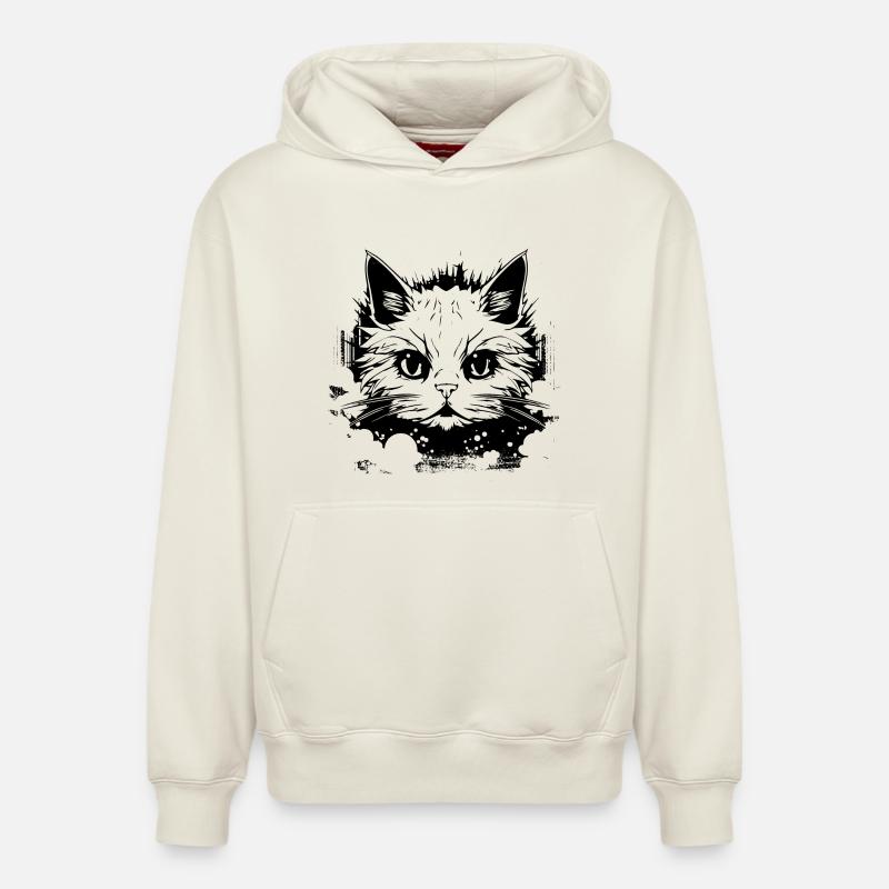 Chat Anime - Sweat à capuche unisexe décontracté en coton biologique – de SPREAD - blanc cassé