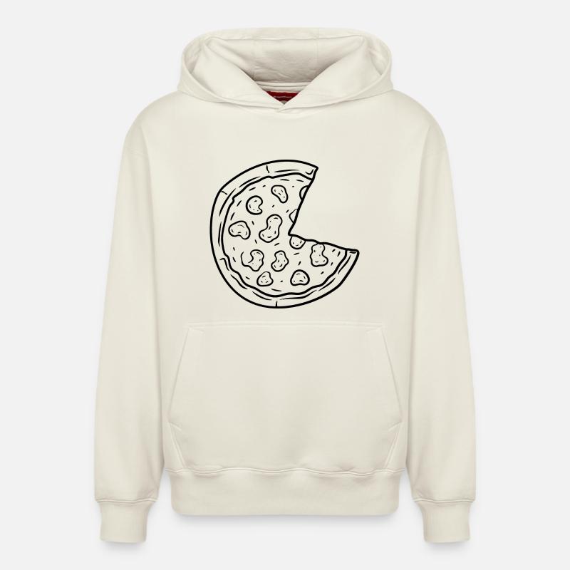 Dessin de pizza - Sweat à capuche unisexe décontracté en coton biologique – de SPREAD - blanc cassé