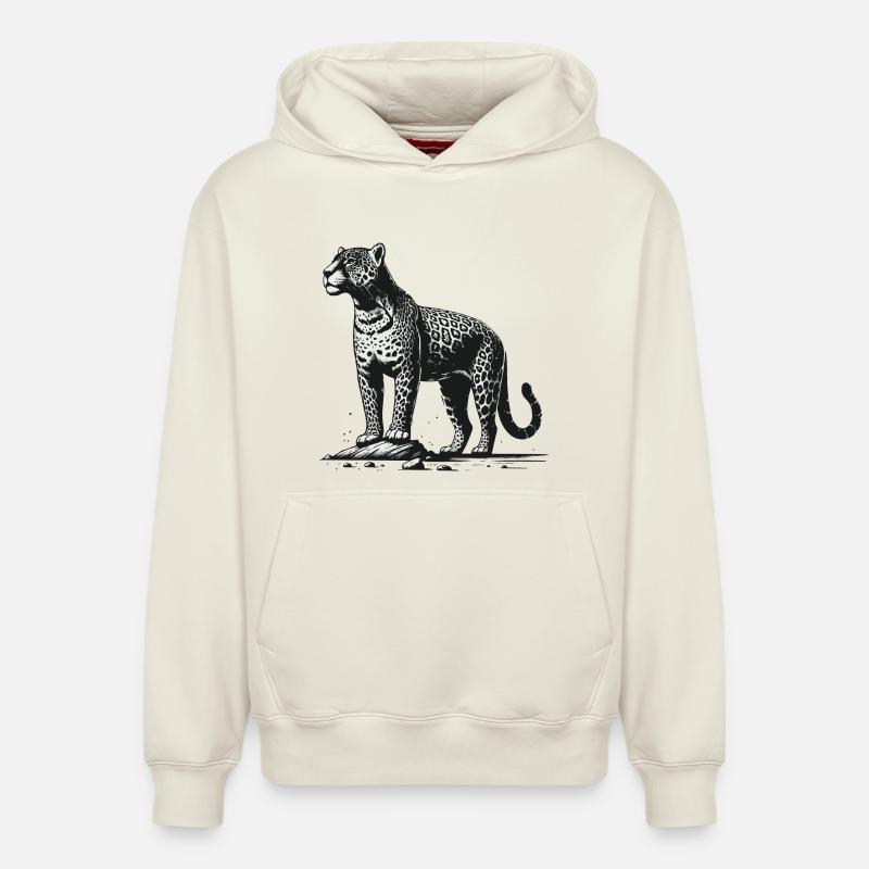 Jaguar - Sweat à capuche unisexe décontracté en coton biologique – de SPREAD - blanc cassé