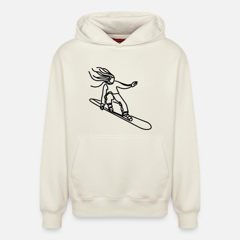 Snowboarder - Sweat à capuche unisexe décontracté en coton biologique – de SPREAD - blanc cassé
