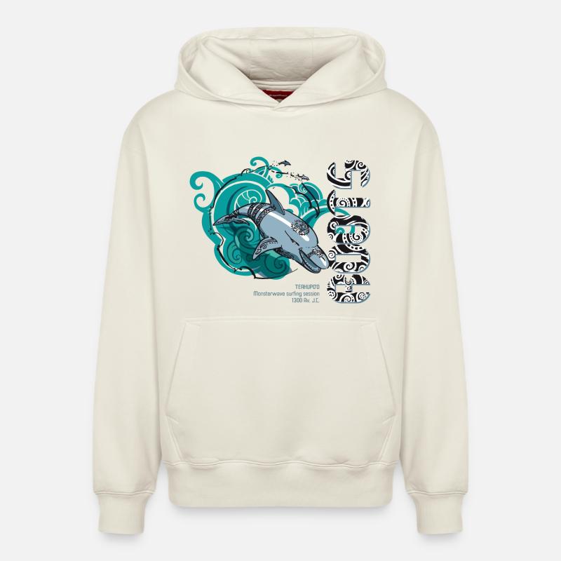 Dauphin Surf Roots - Sweat à capuche unisexe décontracté en coton biologique – de SPREAD - blanc cassé
