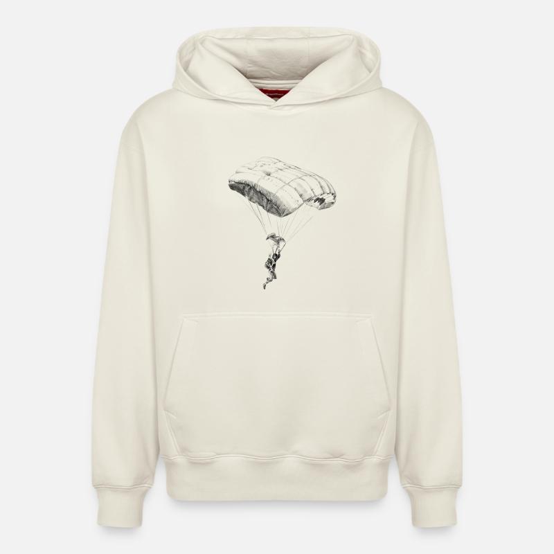 parachuting - Sweat à capuche unisexe décontracté en coton biologique – de SPREAD - blanc cassé
