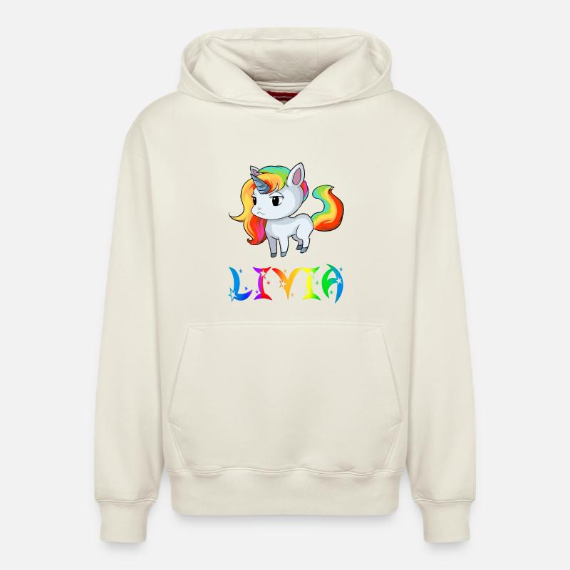 Livia Einhorn - Sweat à capuche unisexe décontracté en coton biologique – de SPREAD - blanc cassé