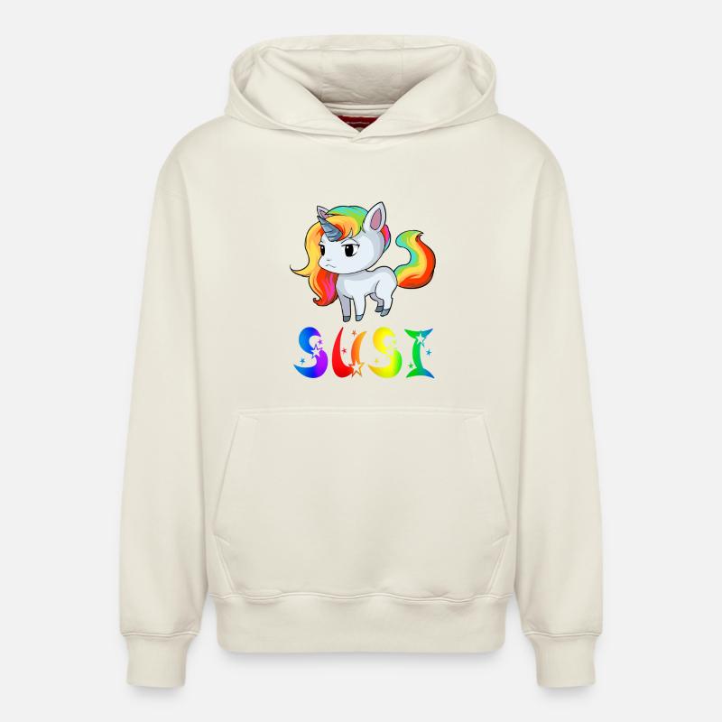 Susi Einhorn - Sweat à capuche unisexe décontracté en coton biologique – de SPREAD - blanc cassé