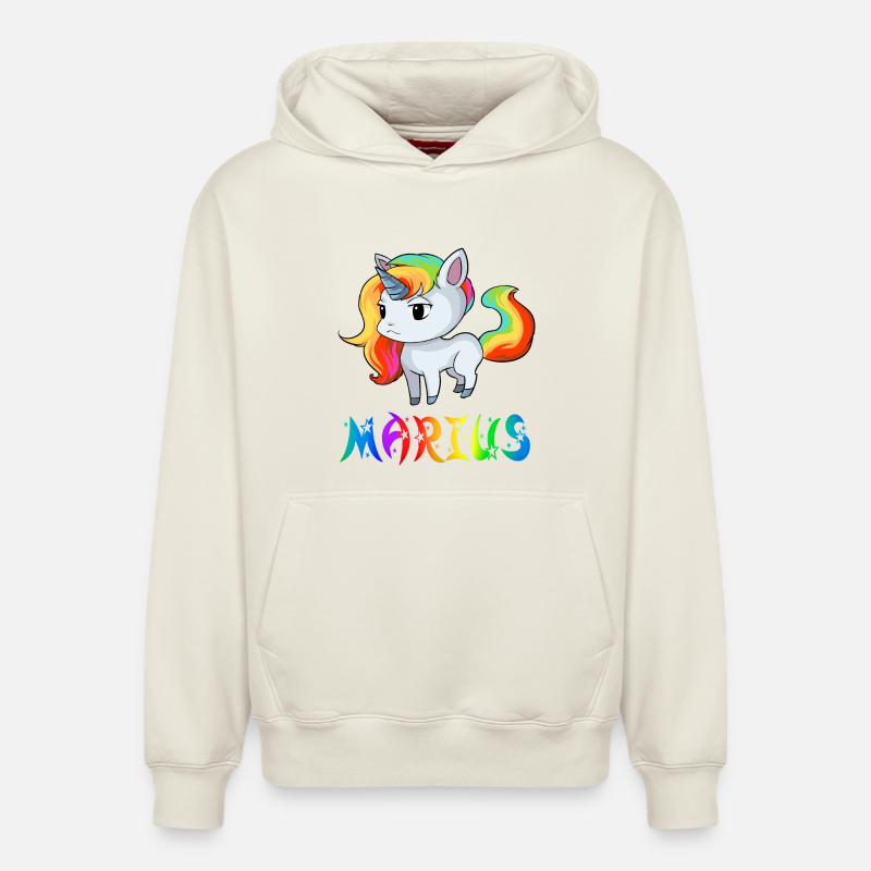 Einhorn Marius - Sweat à capuche unisexe décontracté en coton biologique – de SPREAD - blanc cassé